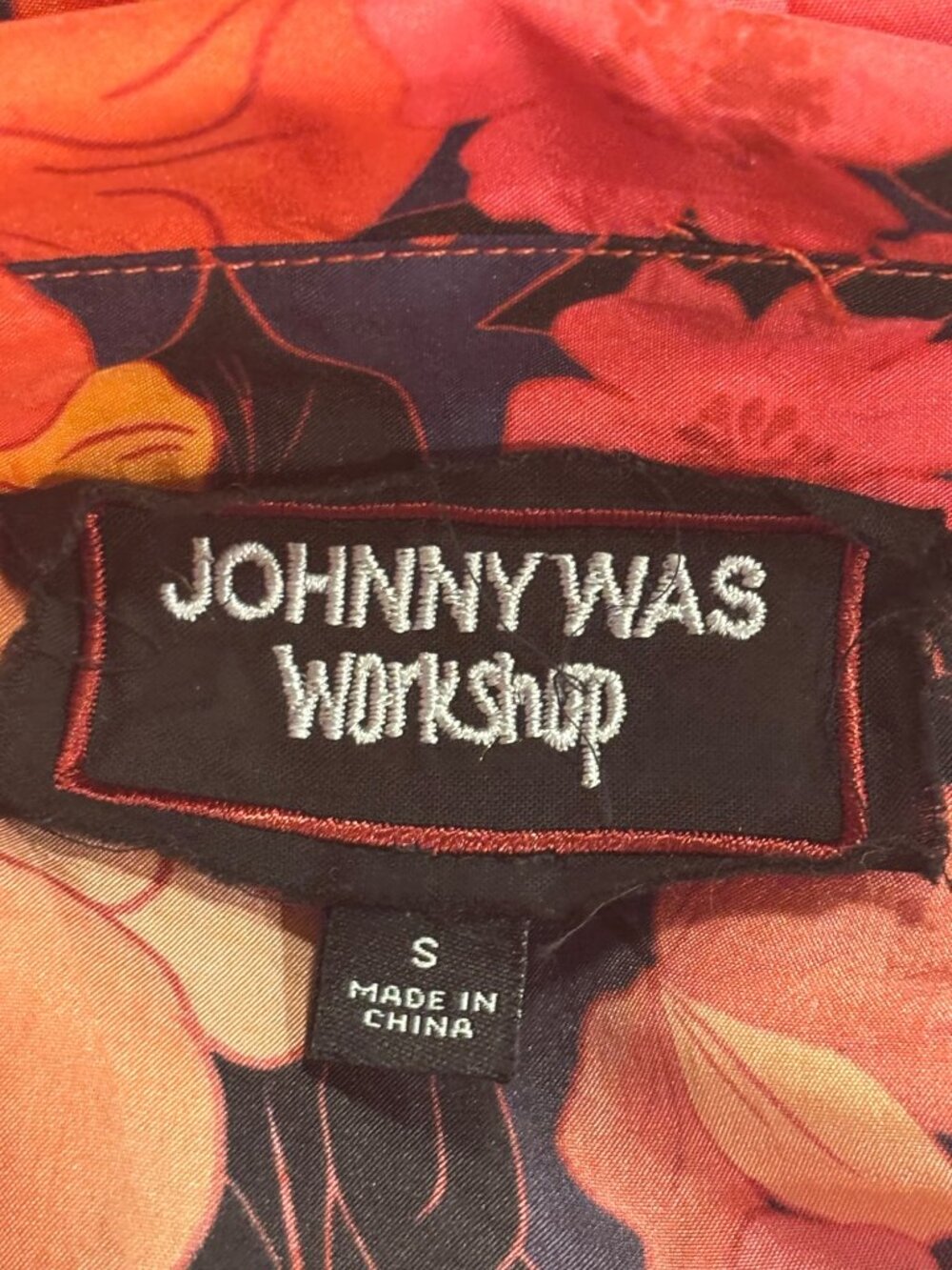 Johnny Was Workshop Silk Floral Button Front Blouse Top Small Pink Orange - Picture 6 of 9